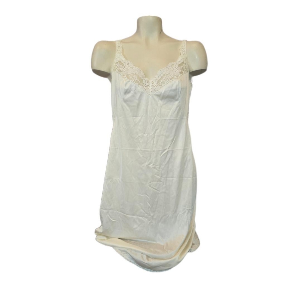 Vassarette White Lace-Trim Chemise Slip Size 38